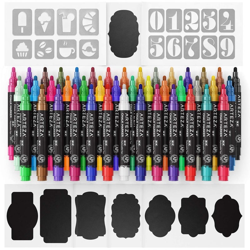 ARTEZA Liquid Chalk Markers, 42 Colors Pack with 50 Chalkboard Labels, Fine Tip Chalk Pens for Blackboard, Whiteboard, Windows, Mirrors, Glass - Image 5